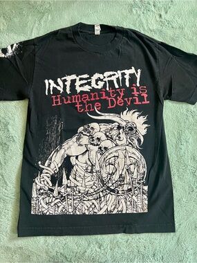 INTEGRITY 'Humanity Is The Devil' Black Graphic Band Tee - Men's Small
